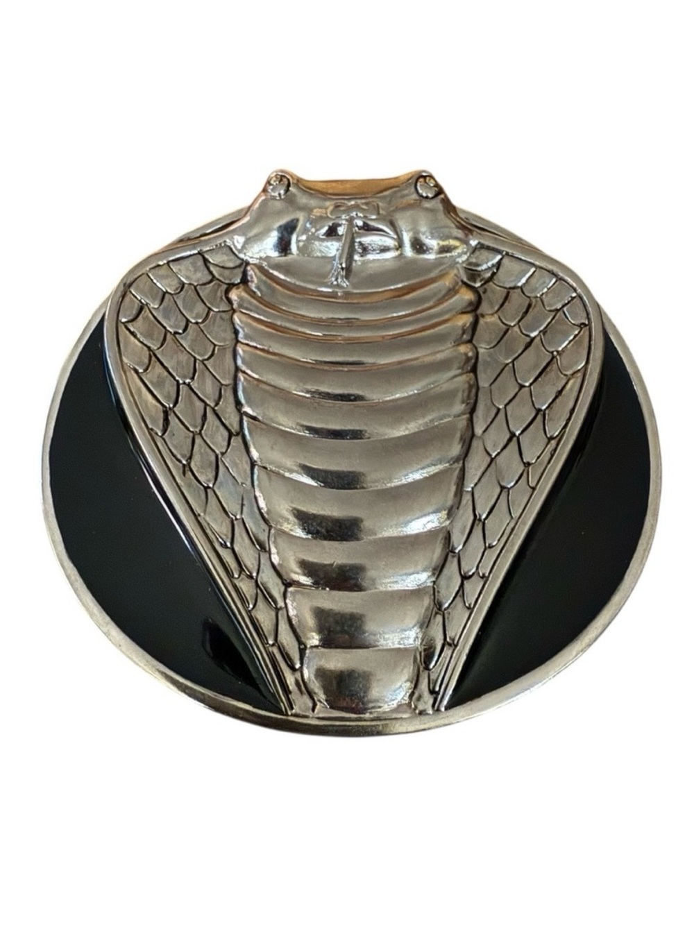 Vintage Cobra Snake Silver and Black Belt Buckle Reptiles Serpentes
